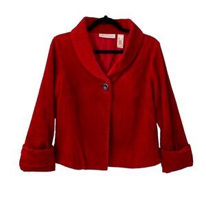 First Issue Liz Claiborne red wide wale corduroy lined one button jacket S